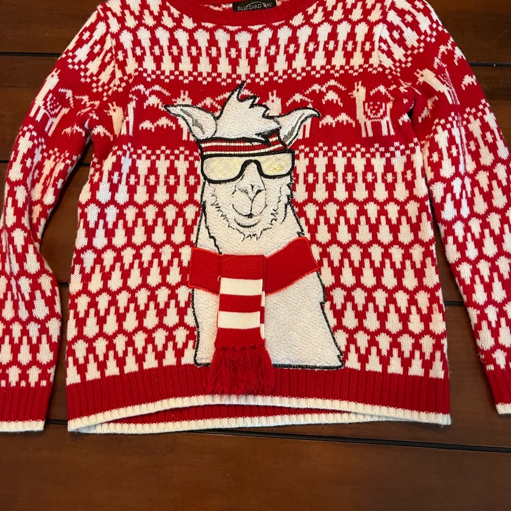 Blizzard Bay Red and White Llama Ugly Christmas Sweater